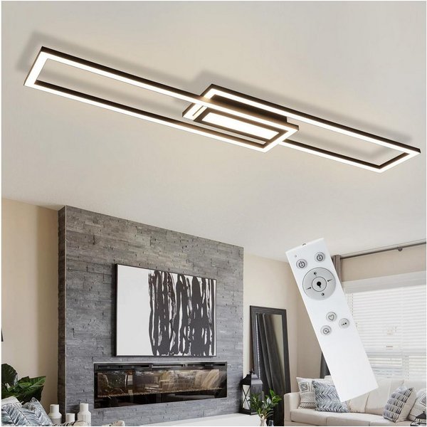 ZMH LED Deckenleuchte 50W Dimmbar Geometrisch Deckenlampe mit Fernbedienung Modern, LED fest integriert, 3000-6500K, Weiß/Schwarz Flurlampe Wohnzimmer Schlafzim