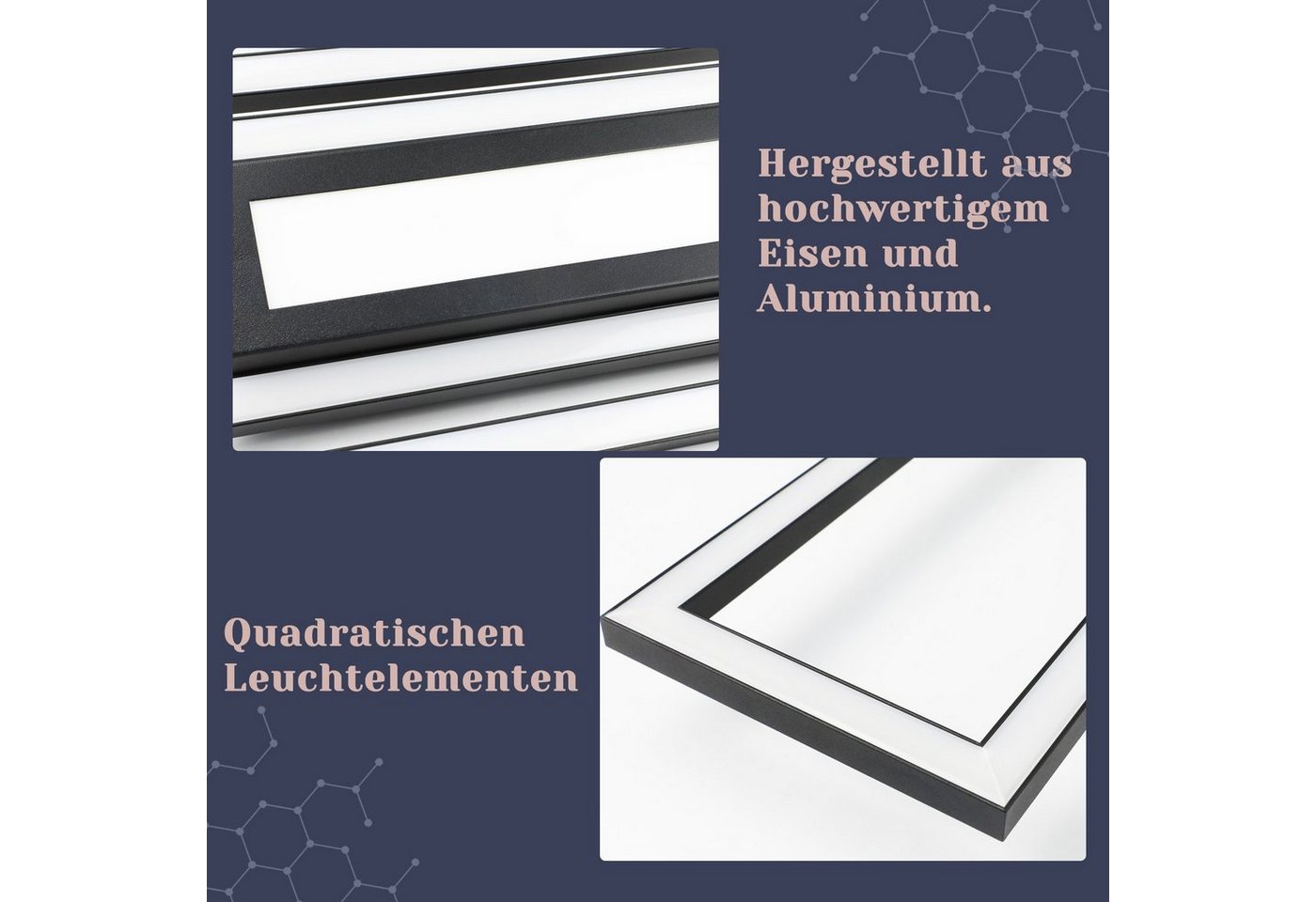 ZMH LED Deckenleuchte 50W Dimmbar Geometrisch Deckenlampe mit Fernbedienung Modern, LED fest integriert, 3000-6500K, Weiß/Schwarz Flurlampe Wohnzimmer Schlafzim – Bild 5 von 5