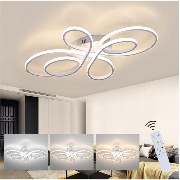 ZMH LED Deckenleuchte 80 cm, 78W Wohnzimmerlampe im Schmetterlingsdesign, LED fest integriert, warmweiß bis kaltweiß, dimmbar 3000–6000K, Deckenlampe mit Fernbe