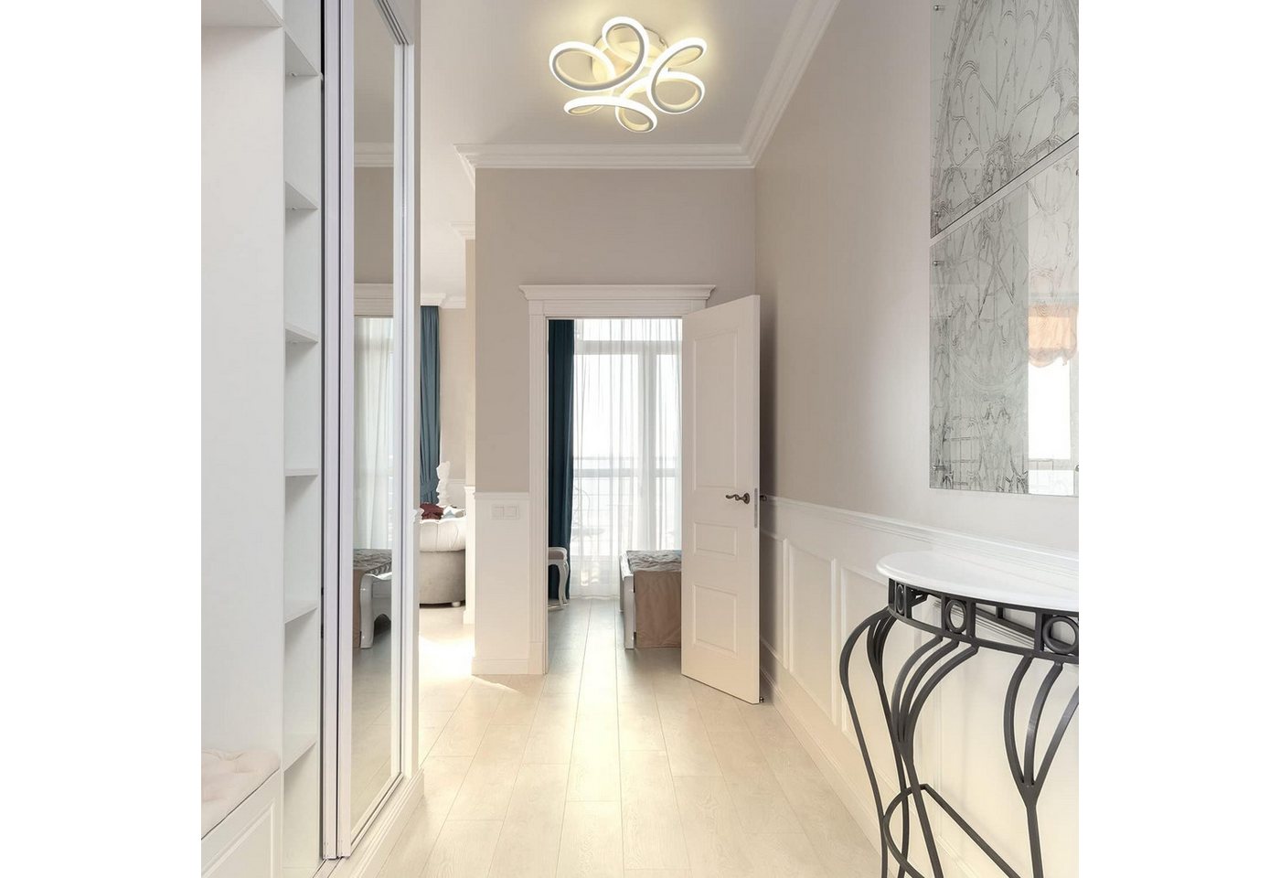 ZMH LED Deckenleuchte Blütenform ø26 x 9 cm, Deckenlampe Metall Acryl, 3000K 1360 Lumen, LED fest integriert, Warmweiß, für Flur Schlafzimmer Küche Wohnzimmer – Bild 2 von 5