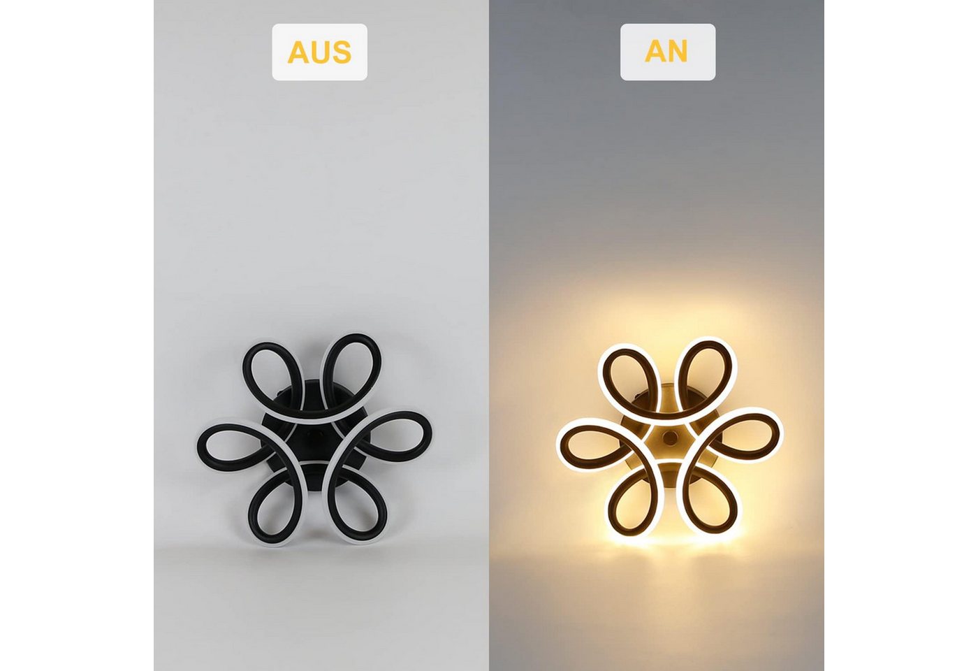 ZMH LED Deckenleuchte Blütenform ø26 x 9 cm, Deckenlampe Metall Acryl, 3000K 1360 Lumen, LED fest integriert, Warmweiß, für Flur Schlafzimmer Küche Wohnzimmer – Bild 5 von 5