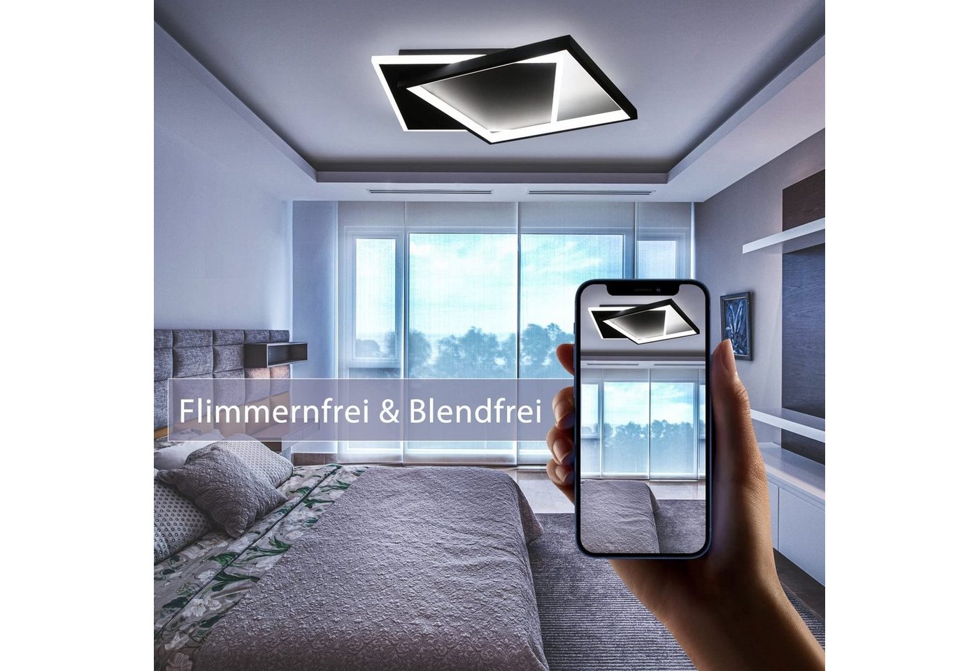 ZMH LED Deckenleuchte Deckenlampe Moderne 44W 44cm Wohnzimmer Esszimmer CCT/mit FB, LED fest integriert, LED fest integriert – Bild 3 von 5