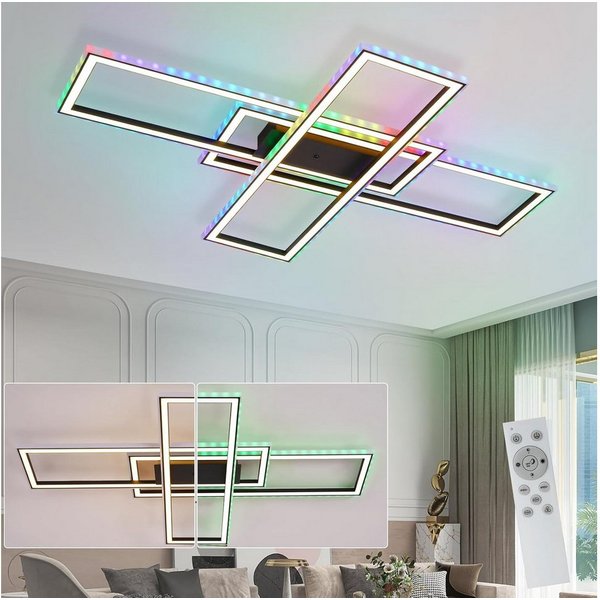 ZMH LED Deckenleuchte Deckenlampe Moderne Wohnzimmer Schlafzimmer mit Fernbedienung CCT/RGB, LED fest integriert, 3000-6000K, Modern RGB 13 Farbwechsel für Schl