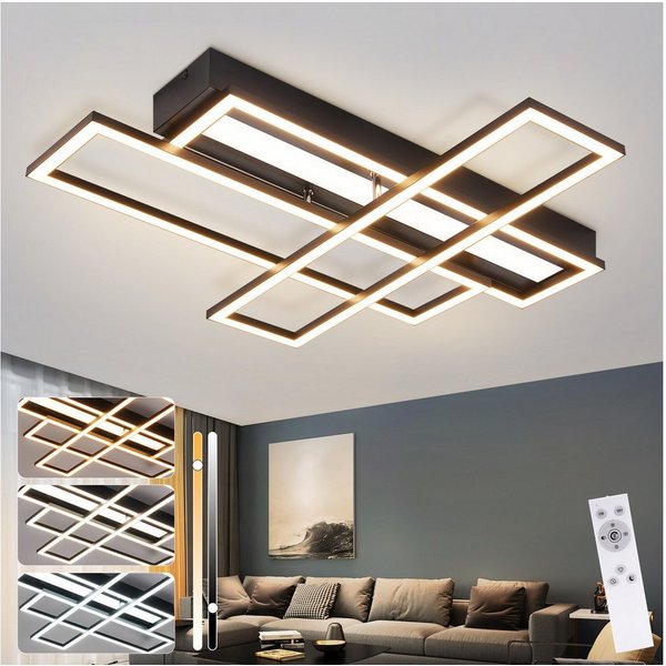 ZMH LED Deckenleuchte dimmbar, moderne Deckenlampe mit Fernbedienung, CCT-Farbwechsel, dimmbar, Nachtlicht, Timer-Funktion, LED fest integriert, warmweiß / neut