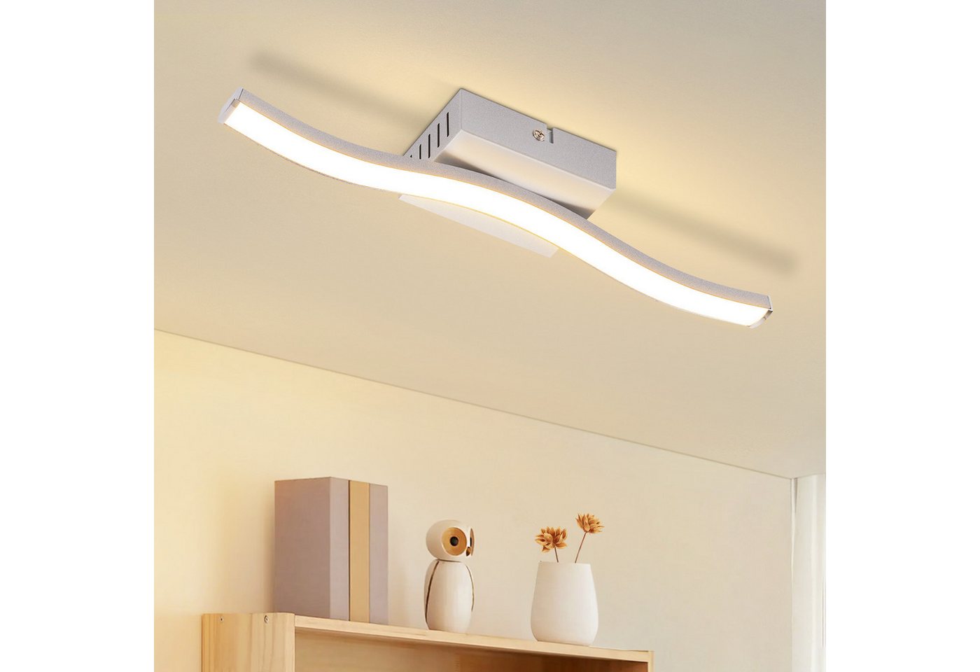 ZMH LED Deckenleuchte im Wellendesign, moderne Deckenlampe, 3000K Warmweiß, LED fest integriert, Warmweiß, 6W,für Flur, Diele, Küche und kleine Räume – Bild 2 von 5