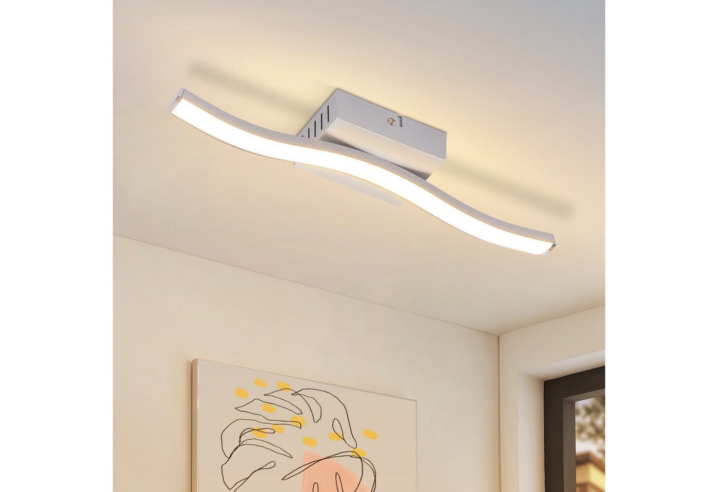 ZMH LED Deckenleuchte im Wellendesign, moderne Deckenlampe, 3000K Warmweiß, LED fest integriert, Warmweiß, 6W,für Flur, Diele, Küche und kleine Räume – Bild 4 von 5
