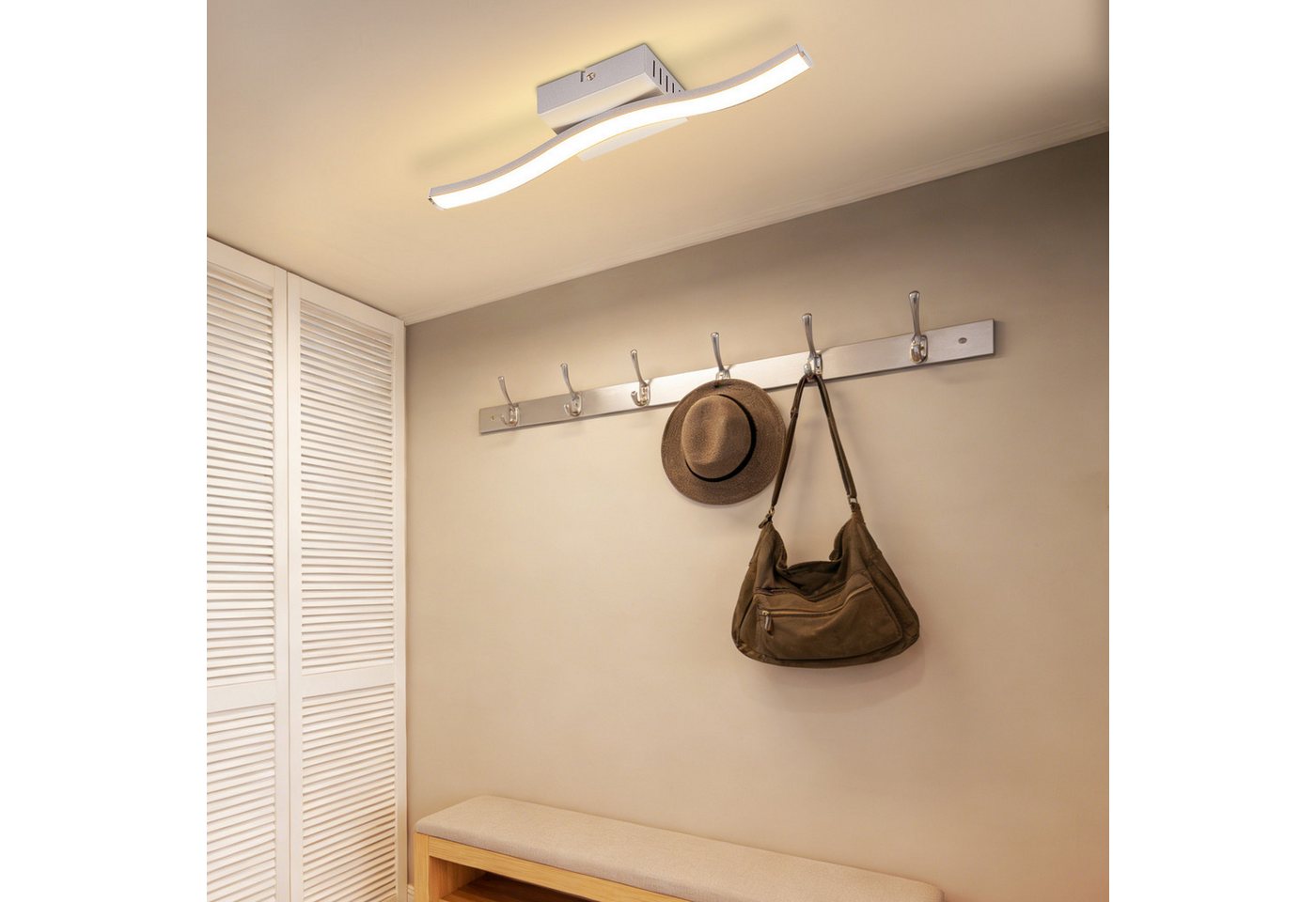 ZMH LED Deckenleuchte im Wellendesign, moderne Deckenlampe, 3000K Warmweiß, LED fest integriert, Warmweiß, 6W,für Flur, Diele, Küche und kleine Räume – Bild 5 von 5