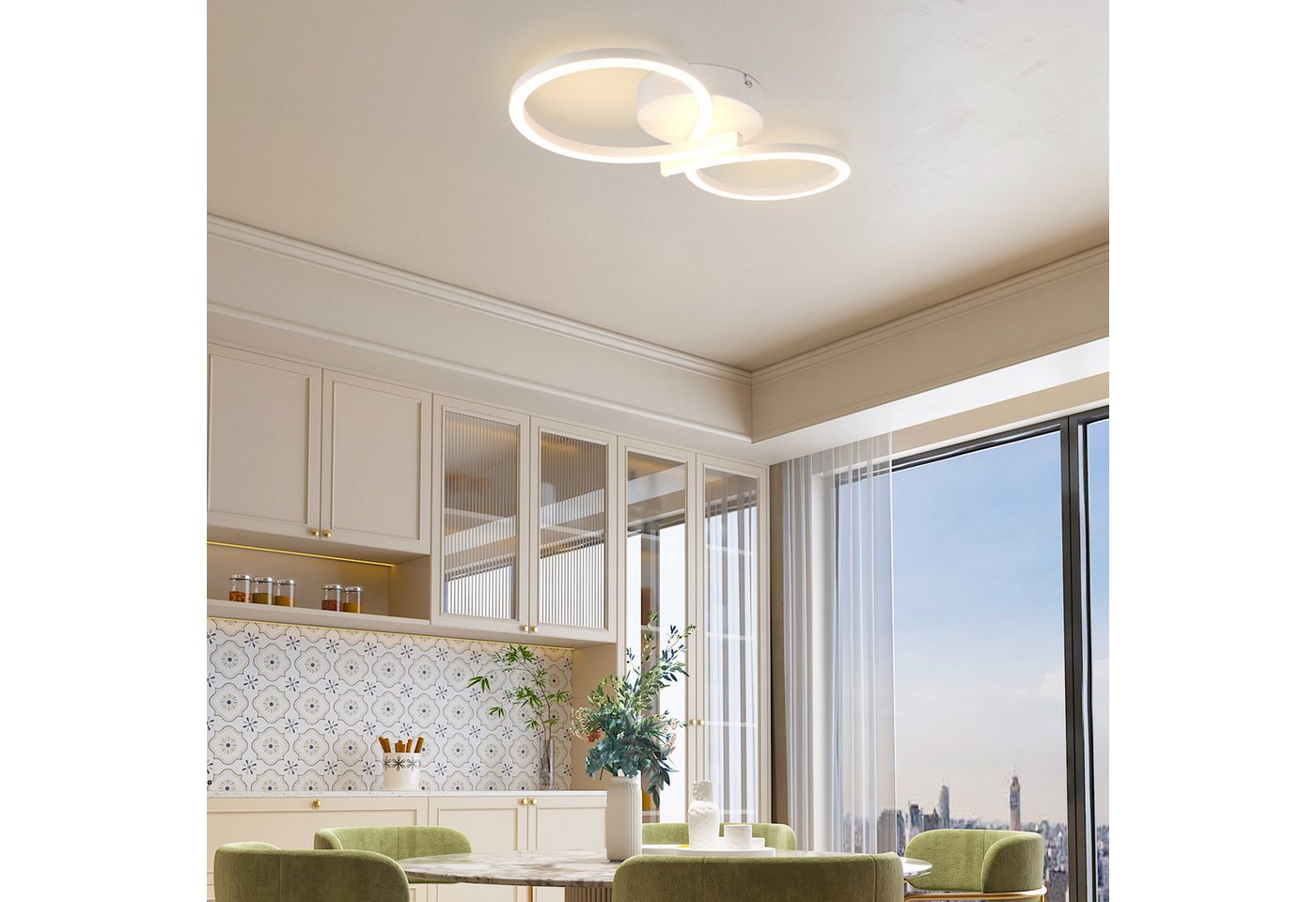 ZMH LED Deckenleuchte Innen 8-förmiges Design, 3000 K, LED fest integriert, Warmweiß, für Wohnzimmer Schlafzimmer Küche Flur – Bild 2 von 5