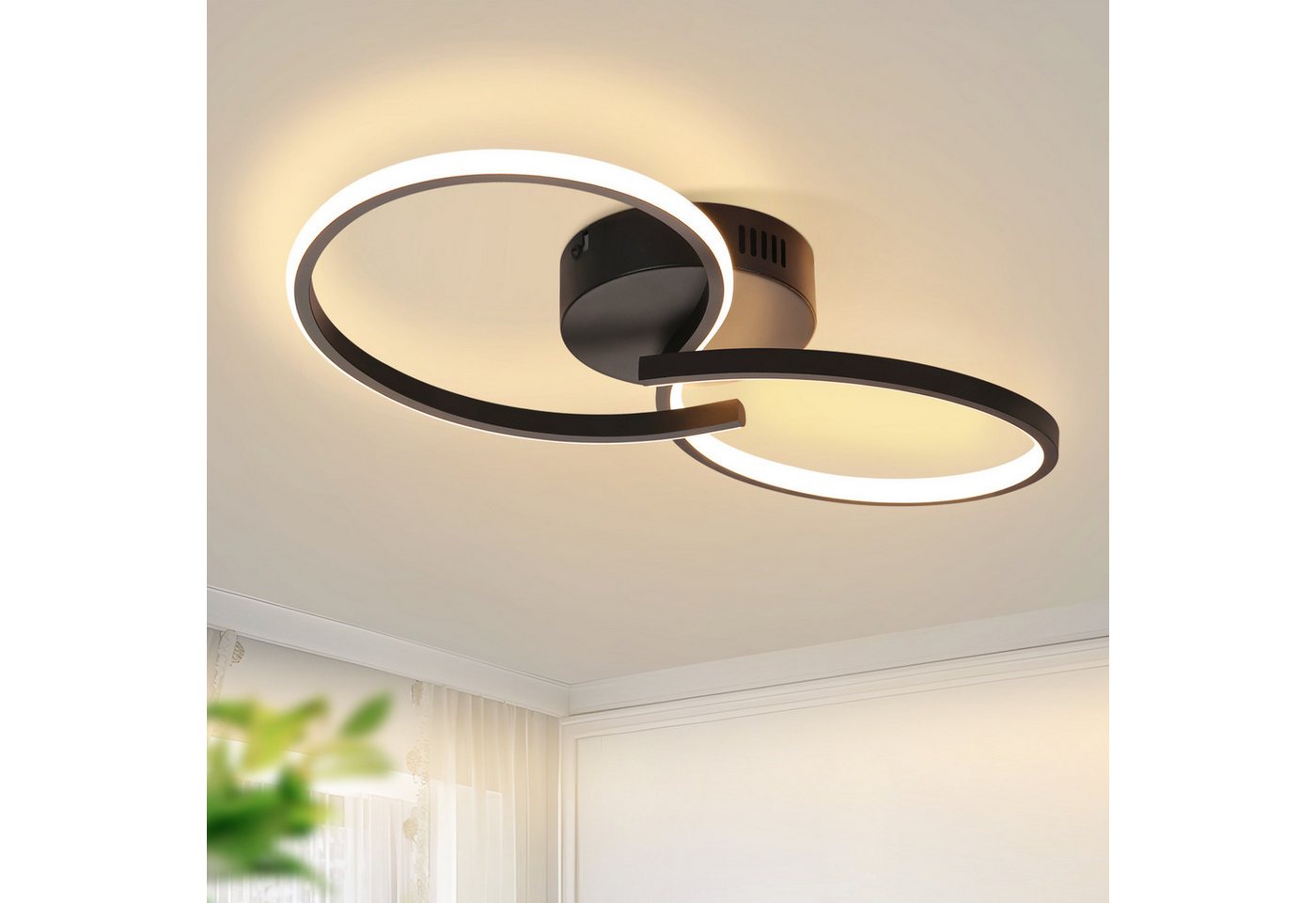ZMH LED Deckenleuchte Innen 8-förmiges Design, 3000 K, LED fest integriert, Warmweiß, für Wohnzimmer Schlafzimmer Küche Flur – Bild 2 von 5