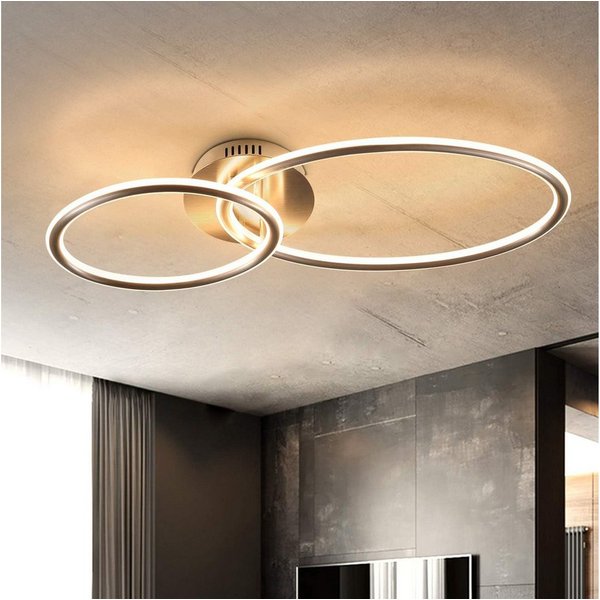 ZMH LED Deckenleuchte LED Deckenlampe in 2 Ring Design Wohnzimmer, LED fest integriert, Warmweiß
