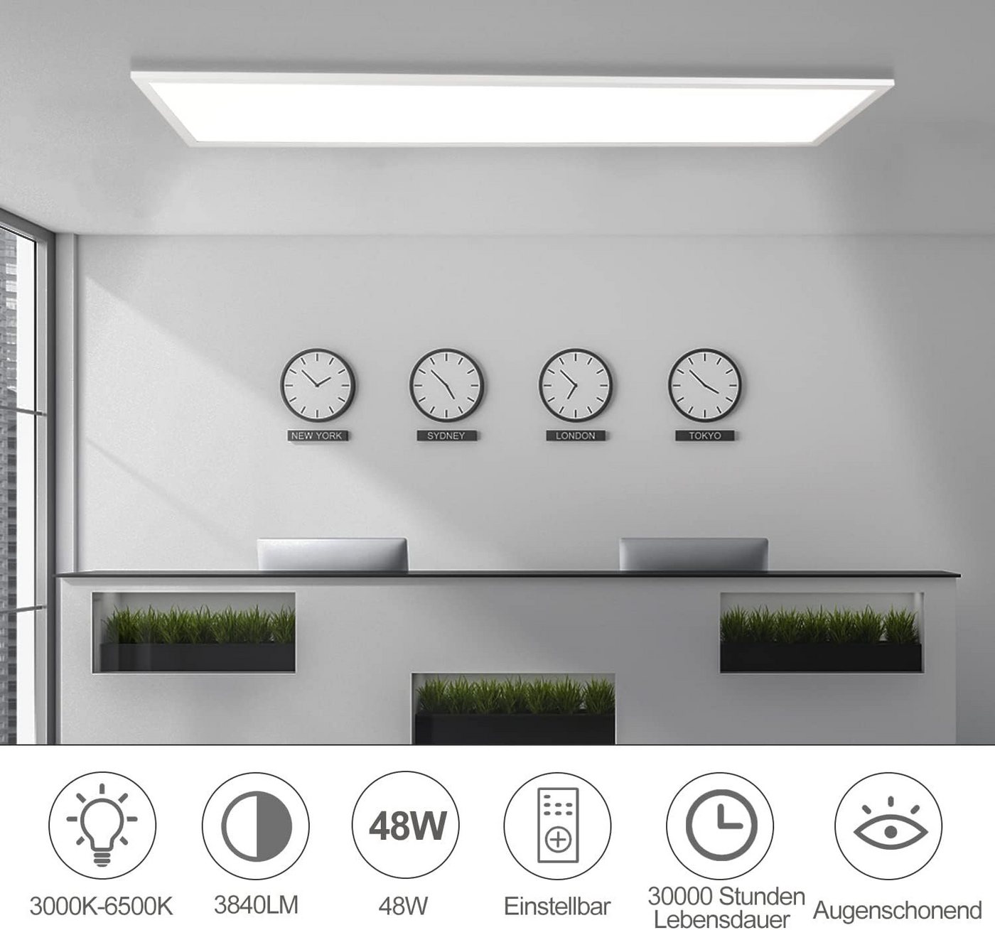 ZMH LED Deckenleuchte LED Panel Dimmbar - Flach Wohnzimmer mit Fernbedienung, LED fest integriert – Bild 2 von 5