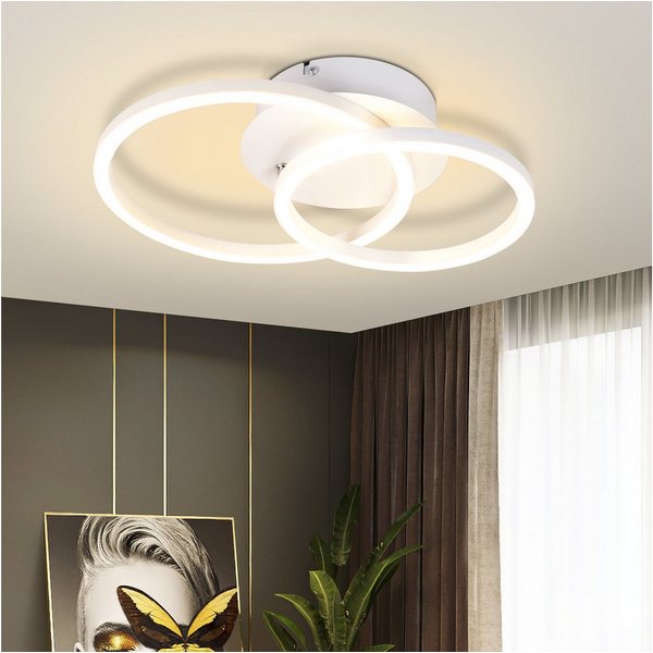 ZMH LED Deckenleuchte mit zwei Ringen – helle Deckenlampe mit 3200 Lumen bei 24 W, LED fest integriert, Warmweiß, für Wohnzimmer Schlafzimmer Küche Flur