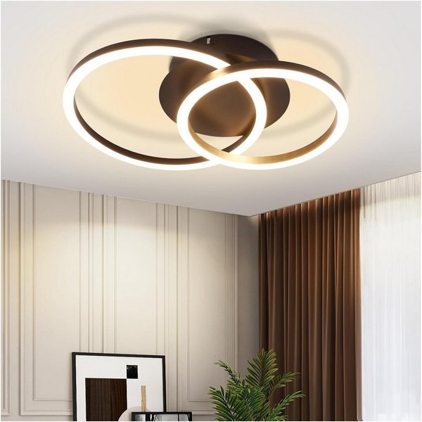 ZMH LED Deckenleuchte mit zwei Ringen – helle Deckenlampe mit 3200 Lumen bei 24 W, LED fest integriert, Warmweiß, für Wohnzimmer Schlafzimmer Küche Flur