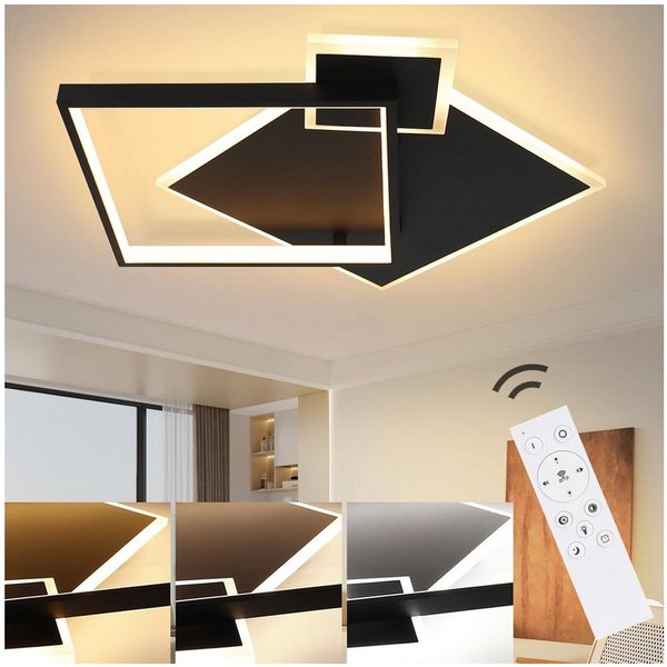 ZMH LED Deckenleuchte Modern Design Wohnzimmerlampe mit Fernbedienung Metall, LED fest integriert, 50W