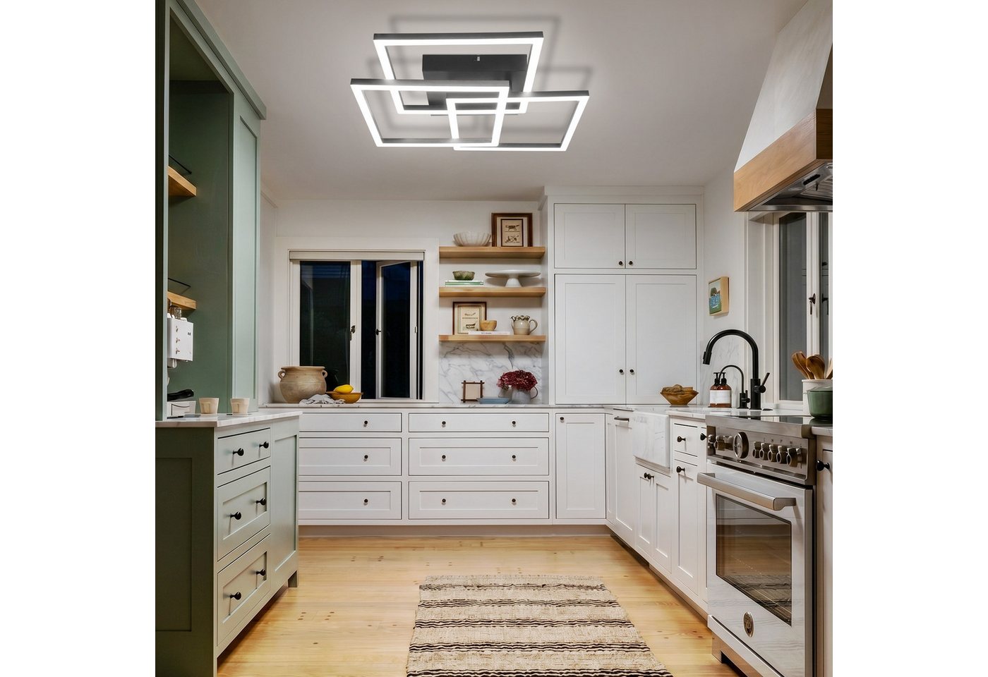 ZMH LED Deckenleuchte Modern Eckig Design LED Deckenlampe Dimmbar mit Fernbedienung, Memory, LED fest integriert, Warmweiß-Neutralweiß-Kaltweiß, Stufenloses Dim – Bild 4 von 5