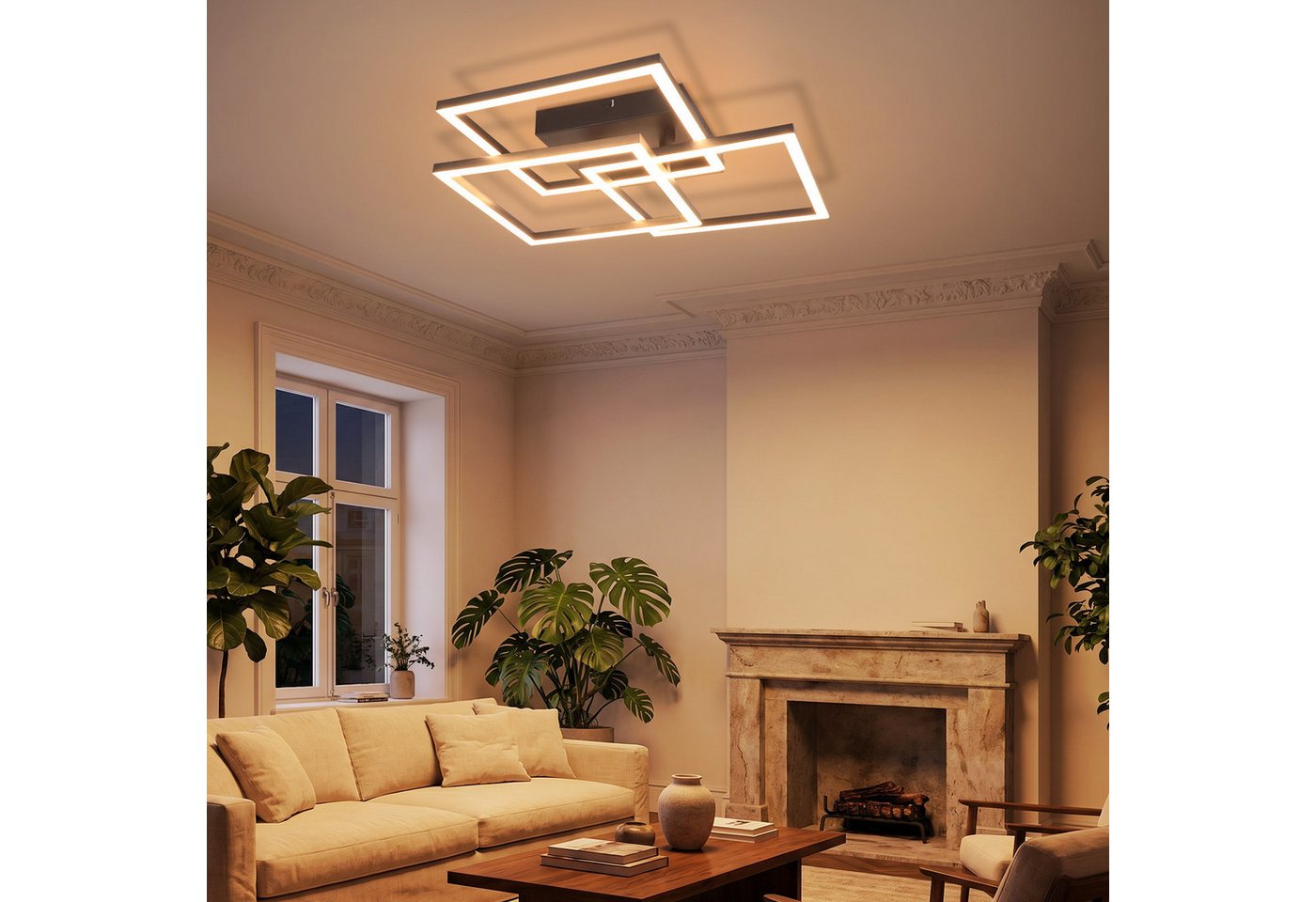 ZMH LED Deckenleuchte Modern Eckig Design LED Deckenlampe Dimmbar mit Fernbedienung, Memory, LED fest integriert, Warmweiß-Neutralweiß-Kaltweiß, Stufenloses Dim – Bild 5 von 5