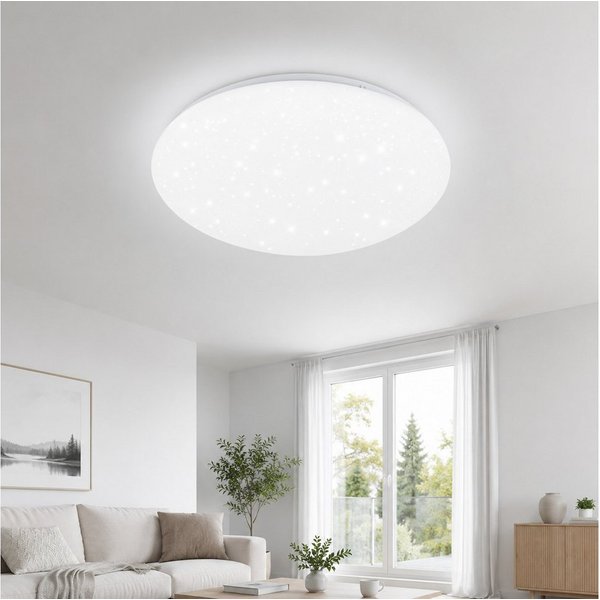 ZMH LED Deckenleuchte Moderne 28/30cm Wohnzimmer Schlafzimmer Flur lampe CCT, 6000K, LED fest integriert, Kaltweiß, 18W, 1600lm, 6000K,Sternenhimmel-Optik, Kalt