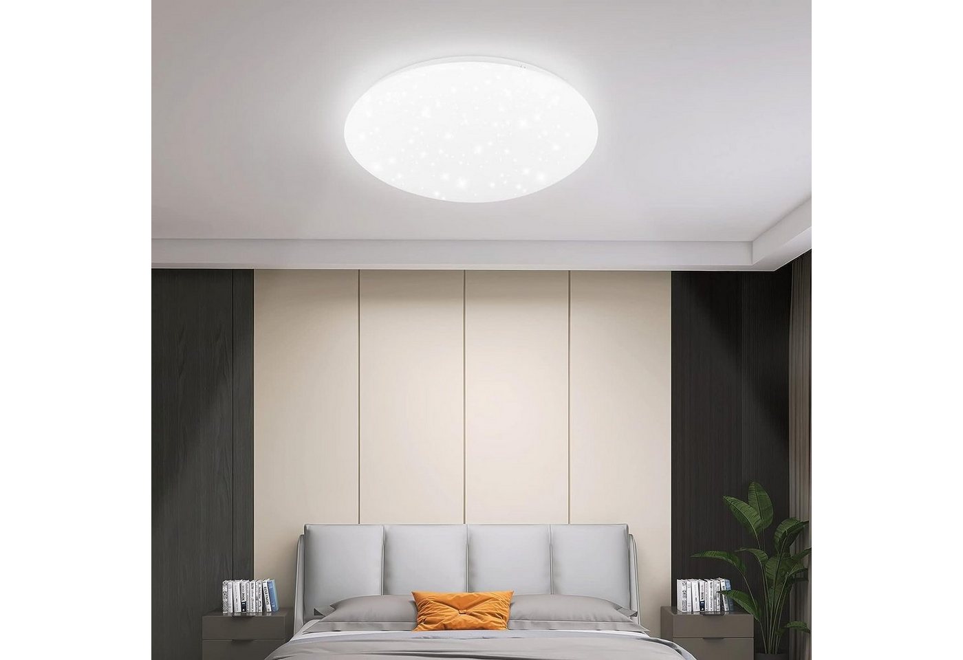 ZMH LED Deckenleuchte Moderne 28/30cm Wohnzimmer Schlafzimmer Flur lampe CCT, 6000K, LED fest integriert, Kaltweiß, 18W, 1600lm, 6000K,Sternenhimmel-Optik, Kalt – Bild 5 von 5