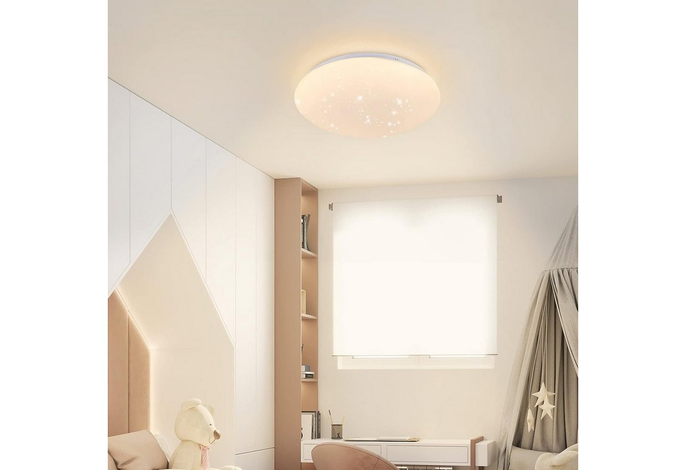 ZMH LED Deckenleuchte Moderne 28/30cm Wohnzimmer Schlafzimmer Flur lampe CCT, 3000K, LED fest integriert, Warmweiß, 18W, 1600lm, 3000K,Sternenhimmel-Optik, warm – Bild 2 von 5