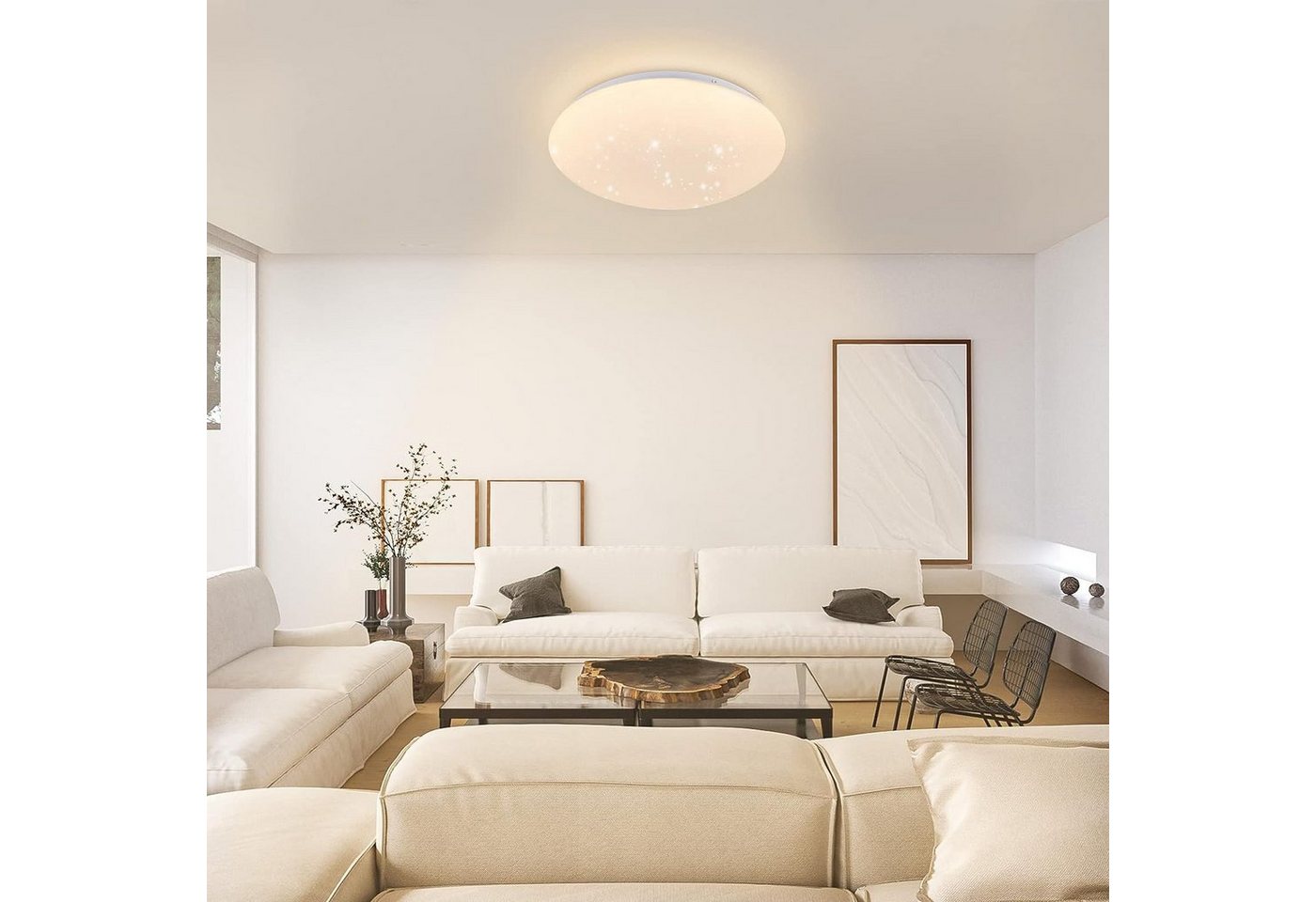 ZMH LED Deckenleuchte Moderne 28/30cm Wohnzimmer Schlafzimmer Flur lampe CCT, 3000K, LED fest integriert, Warmweiß, 18W, 1600lm, 3000K,Sternenhimmel-Optik, warm – Bild 5 von 5