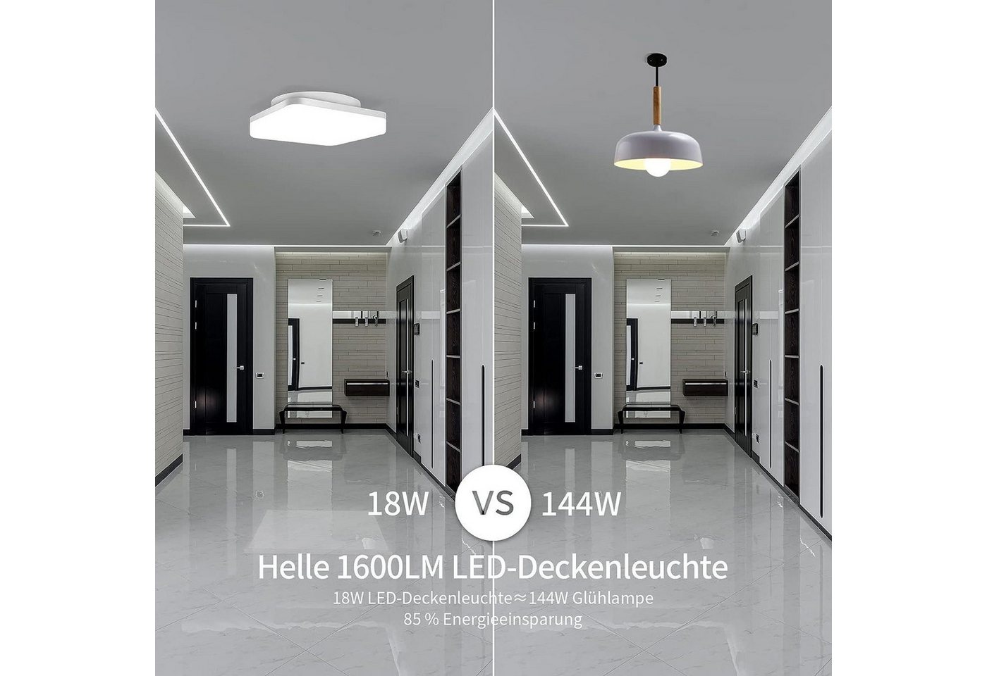 ZMH LED Deckenleuchte Quadrat, weiß, RGB + Hauptlicht, dimmbar, Fernbedienung., LED fest integriert, Memory + Timer, IP-schutz, für Wohnen/Schlafen/Bad. – Bild 5 von 5