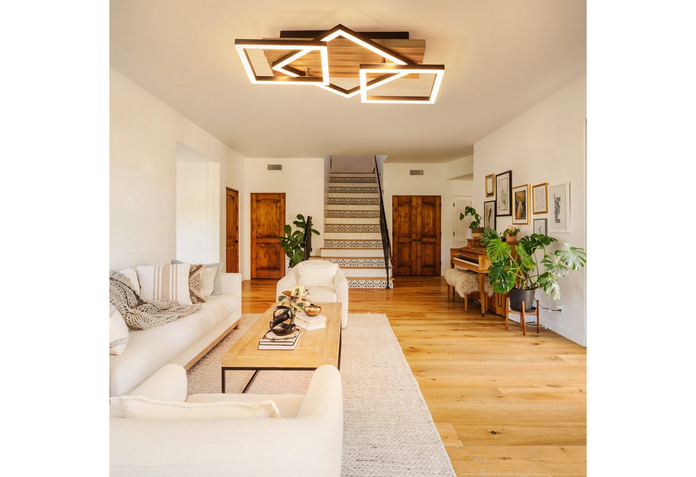 ZMH LED Deckenleuchte Schwarzes Holz, 31W, dimmbar per Fernbedienung, drehbar, LED fest integriert, 10%-100% dimmbar, Memory-Funktion, für Wohnzimmer & Schlafzi – Bild 3 von 5