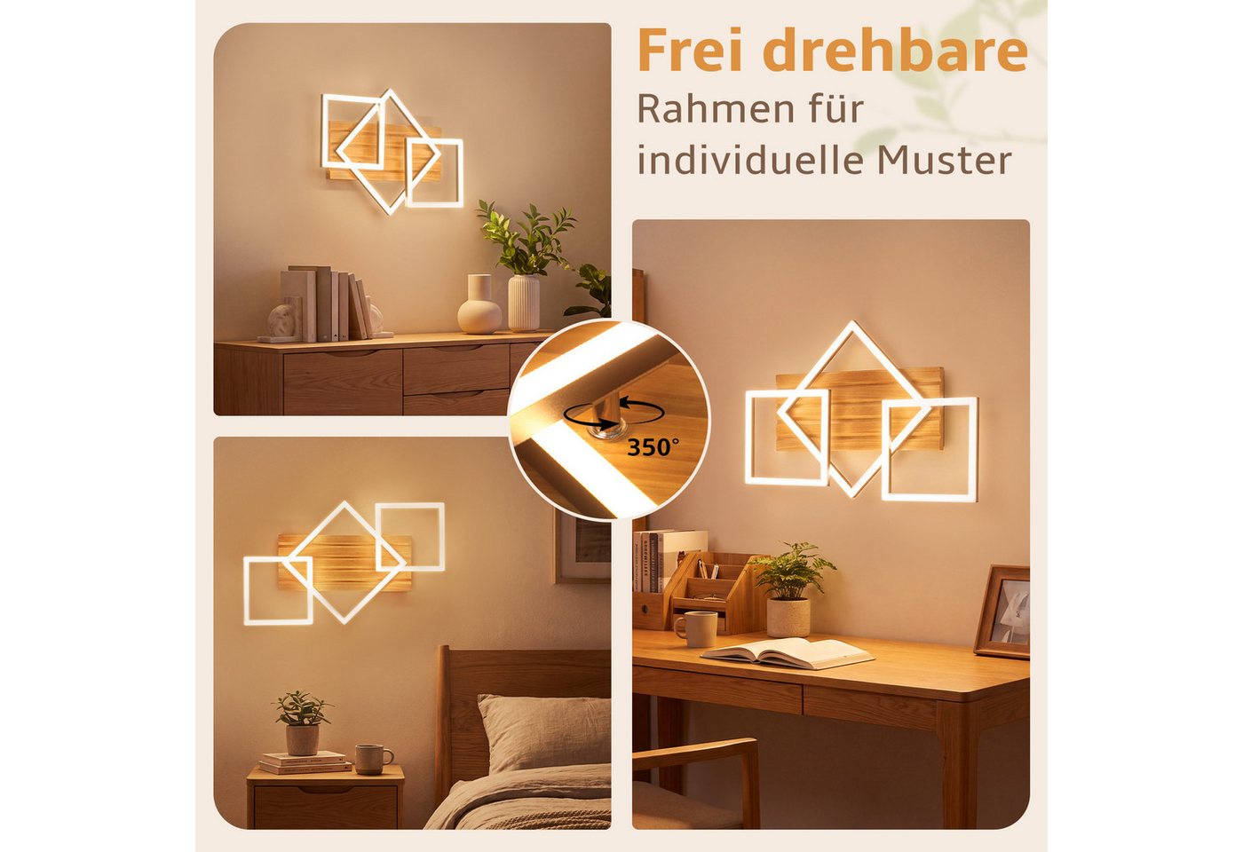 ZMH LED Deckenleuchte Schwarzes Holz, 31W, dimmbar per Fernbedienung, drehbar, LED fest integriert, 10%-100% dimmbar, Memory-Funktion, für Wohnzimmer & Schlafzi – Bild 5 von 5