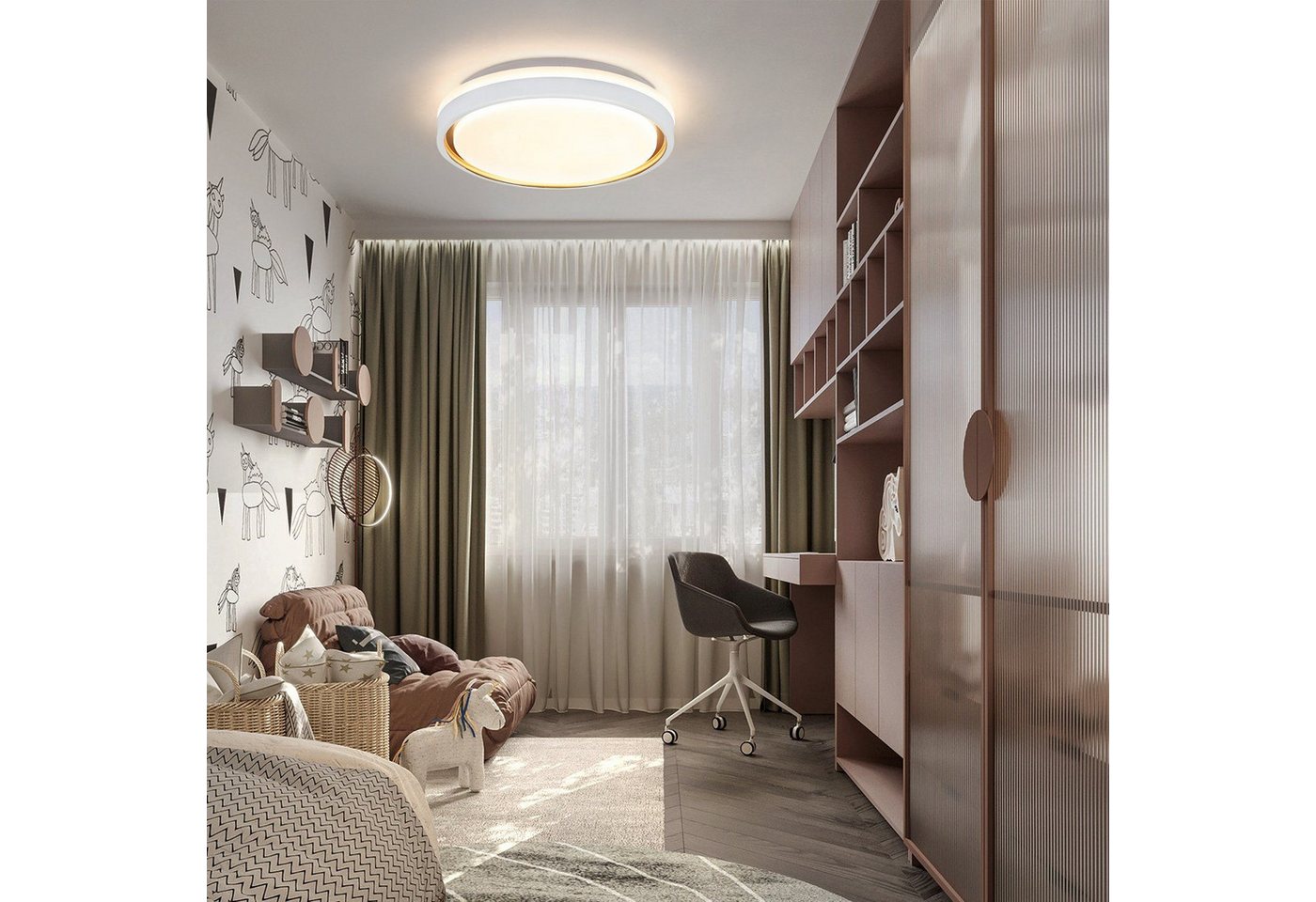 ZMH LED Deckenleuchte Weiß, rund, 18W integriertes LED, drei Farbtemperaturen, dimmbar, LED fest integriert, 3000K-6500K dimmbar, mit Fernbedienung, geeignet fü – Bild 3 von 5