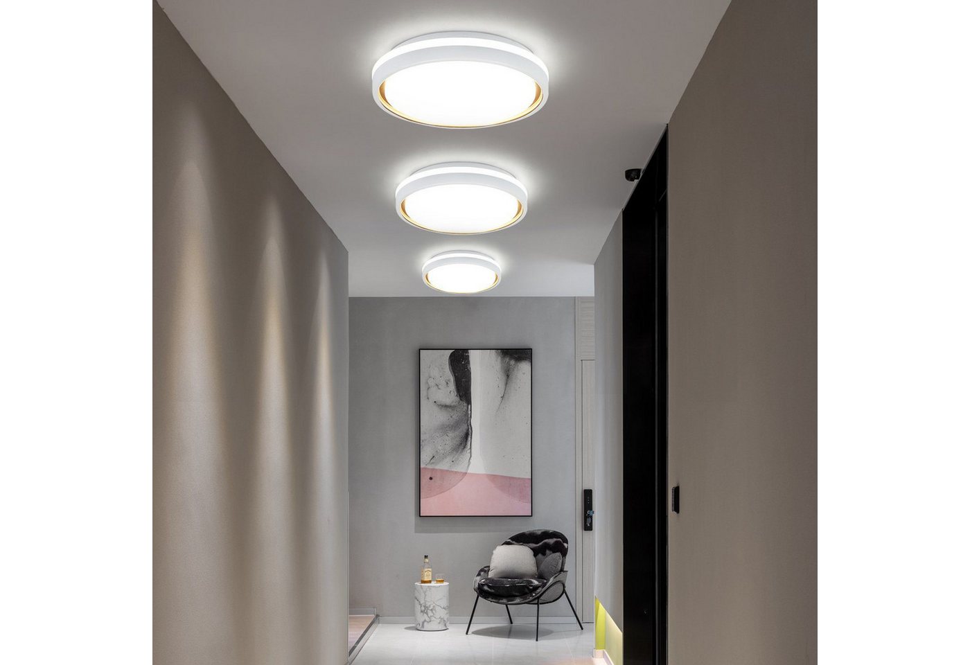 ZMH LED Deckenleuchte Weiß, rund, 18W integriertes LED, drei Farbtemperaturen, dimmbar, LED fest integriert, 3000K-6500K dimmbar, mit Fernbedienung, geeignet fü – Bild 5 von 5