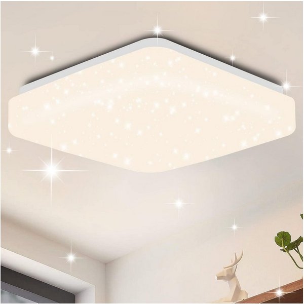 ZMH LED Deckenleuchte Wohnzimmer ∅21CM Modern 15W Sternenhimmel Deckenlampe Flur Küche, LED fest integriert, Neutralweiß, 1200lm,neutralweiß,Sternenhimmel-Desig