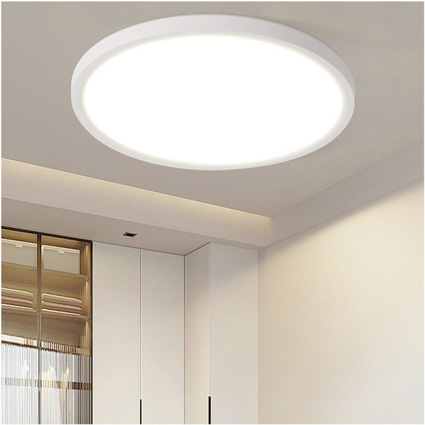 ZMH LED Deckenleuchte Wohnzimmer Ø22/30CM Modern Schwarz/Weiß Rund Deckenlampe Flur, LED fest integriert, Warmweiß, 24W Schlafzimmerlampe 3000K
