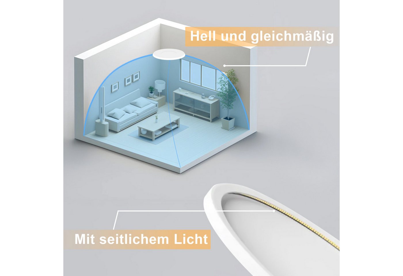 ZMH LED Deckenleuchte Wohnzimmer Ø22/30CM Modern Schwarz/Weiß Rund Deckenlampe Flur, LED fest integriert, Warmweiß, 24W Schlafzimmerlampe 3000K – Bild 4 von 5