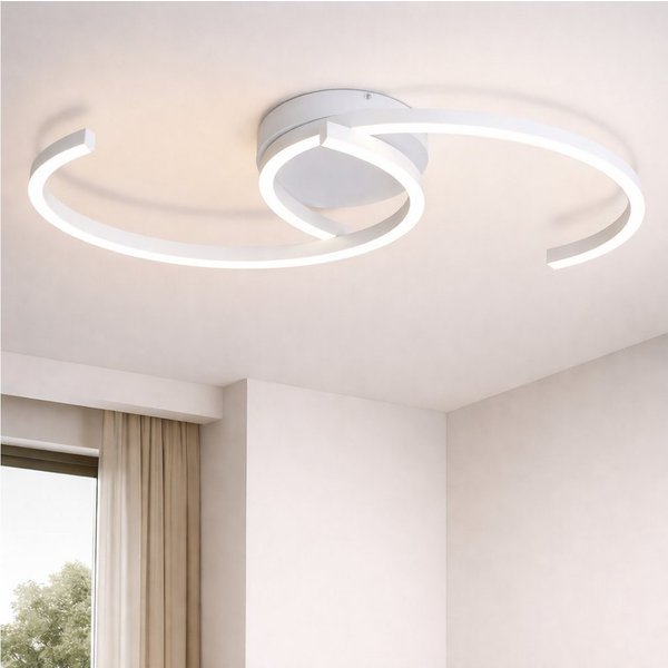 ZMH LED Deckenleuchte Wohnzimmer 24W Deckenlampe Modern 3000K für Flur Küche, LED fest integriert, Warmweiß, Küchenlampe 330° Drehbarer Weiß Esszimmer