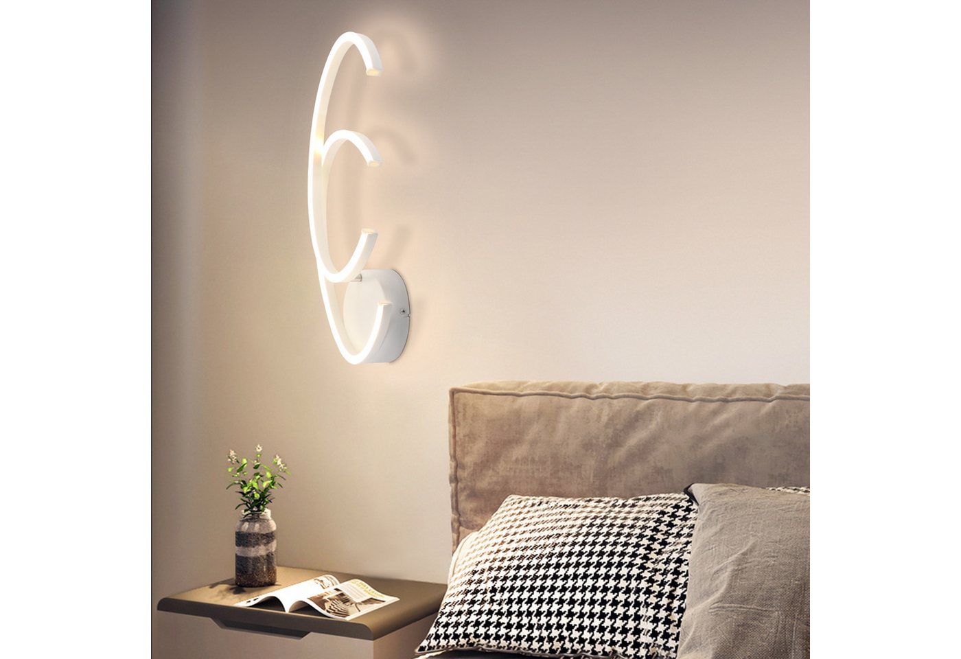 ZMH LED Deckenleuchte Wohnzimmer 24W Deckenlampe Modern 3000K für Flur Küche, LED fest integriert, Warmweiß, Küchenlampe 330° Drehbarer Weiß Esszimmer – Bild 4 von 5