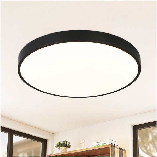 ZMH LED Deckenleuchte Wohnzimmer Ø28CM Modern Deckenlampe 17W Rund Neutralweiß Flur, LED fest integriert, 4000K, Schwarz 1360LM Küchenlampe Schlafzimmer
