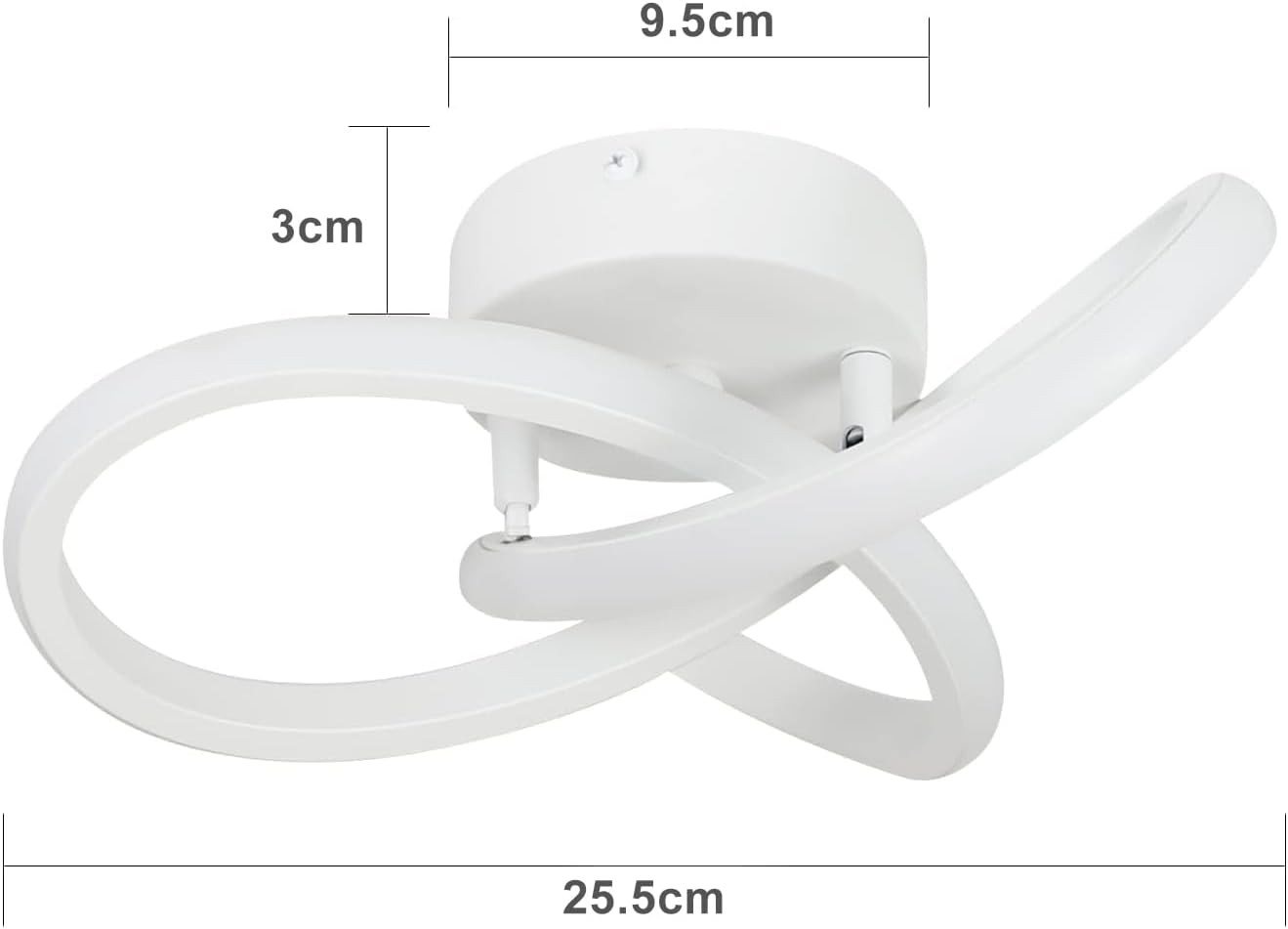 ZMH LED Deckenleuchte Wohnzimmer 3 Blatten 20W Klein Deckenlampe 3000K, LED fest integriert, Warmweiß, 25cm Weiß Modern Flimmfrei Schlafzimmerlampe Küche Büro – Bild 4 von 5
