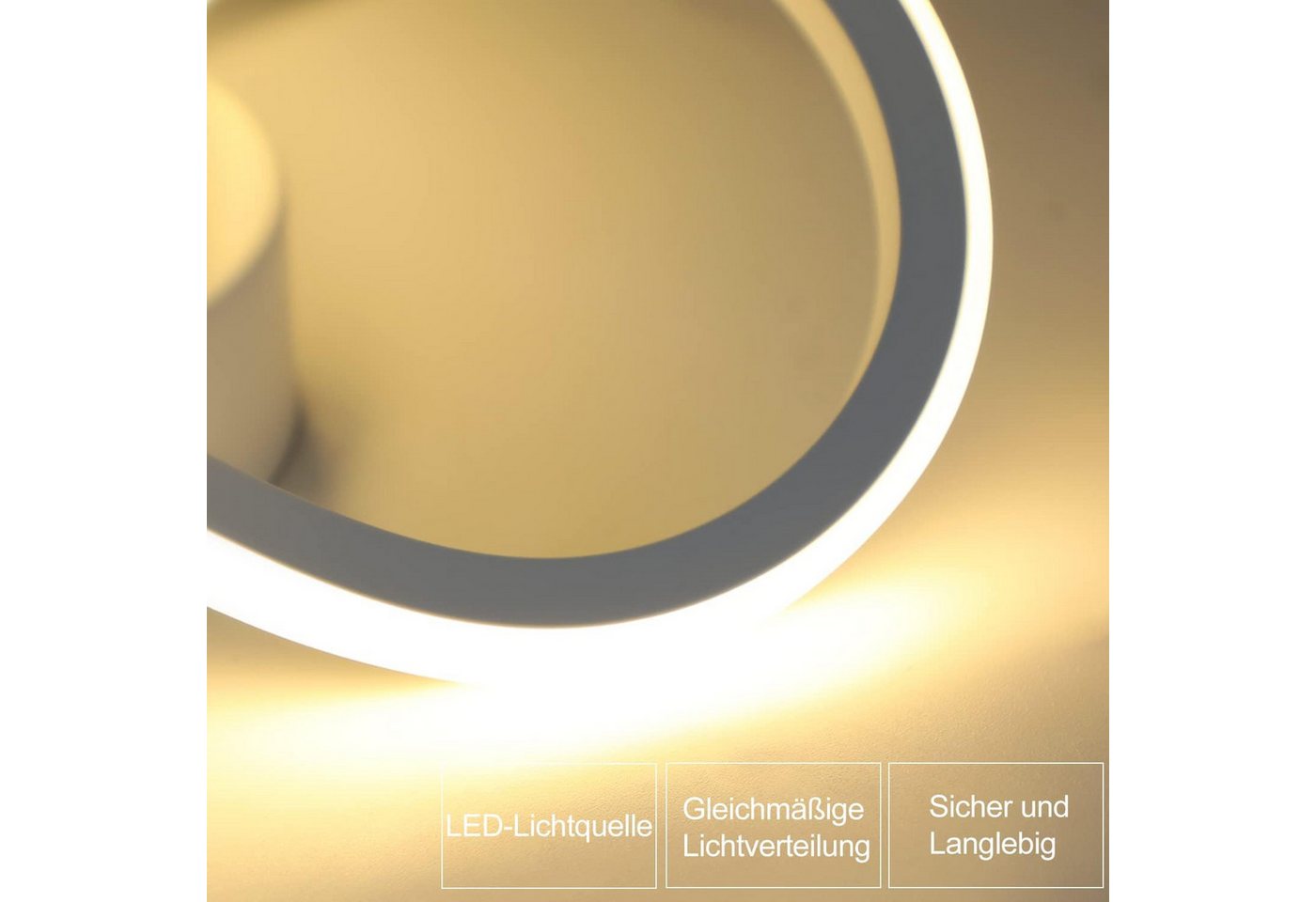 ZMH LED Deckenleuchte Wohnzimmer 3 Blatten 20W Klein Deckenlampe 3000K, LED fest integriert, Warmweiß, 25cm Weiß Modern Flimmfrei Schlafzimmerlampe Küche Büro – Bild 5 von 5
