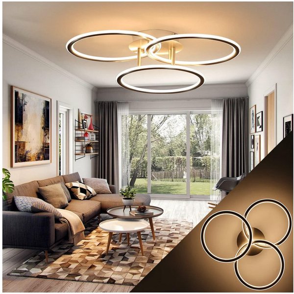 ZMH LED Deckenleuchte Wohnzimmer 3 Ringe Design 41W Deckenlampe 3000K Bürolampe Hotel, warmweiß, LED fest integriert, Warmweiß