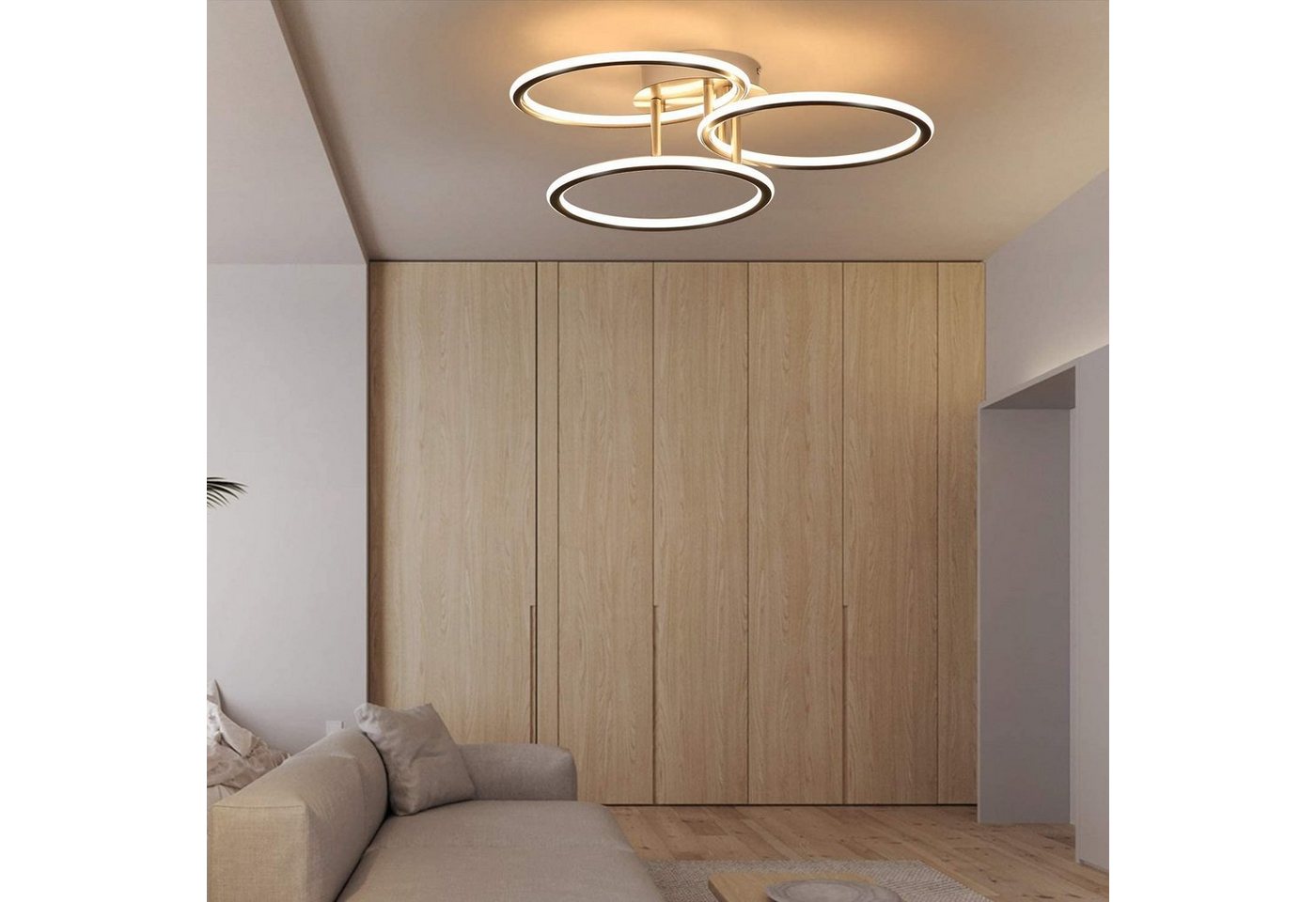 ZMH LED Deckenleuchte Wohnzimmer 3 Ringe Design 41W Deckenlampe 3000K Bürolampe Hotel, warmweiß, LED fest integriert, Warmweiß – Bild 2 von 5