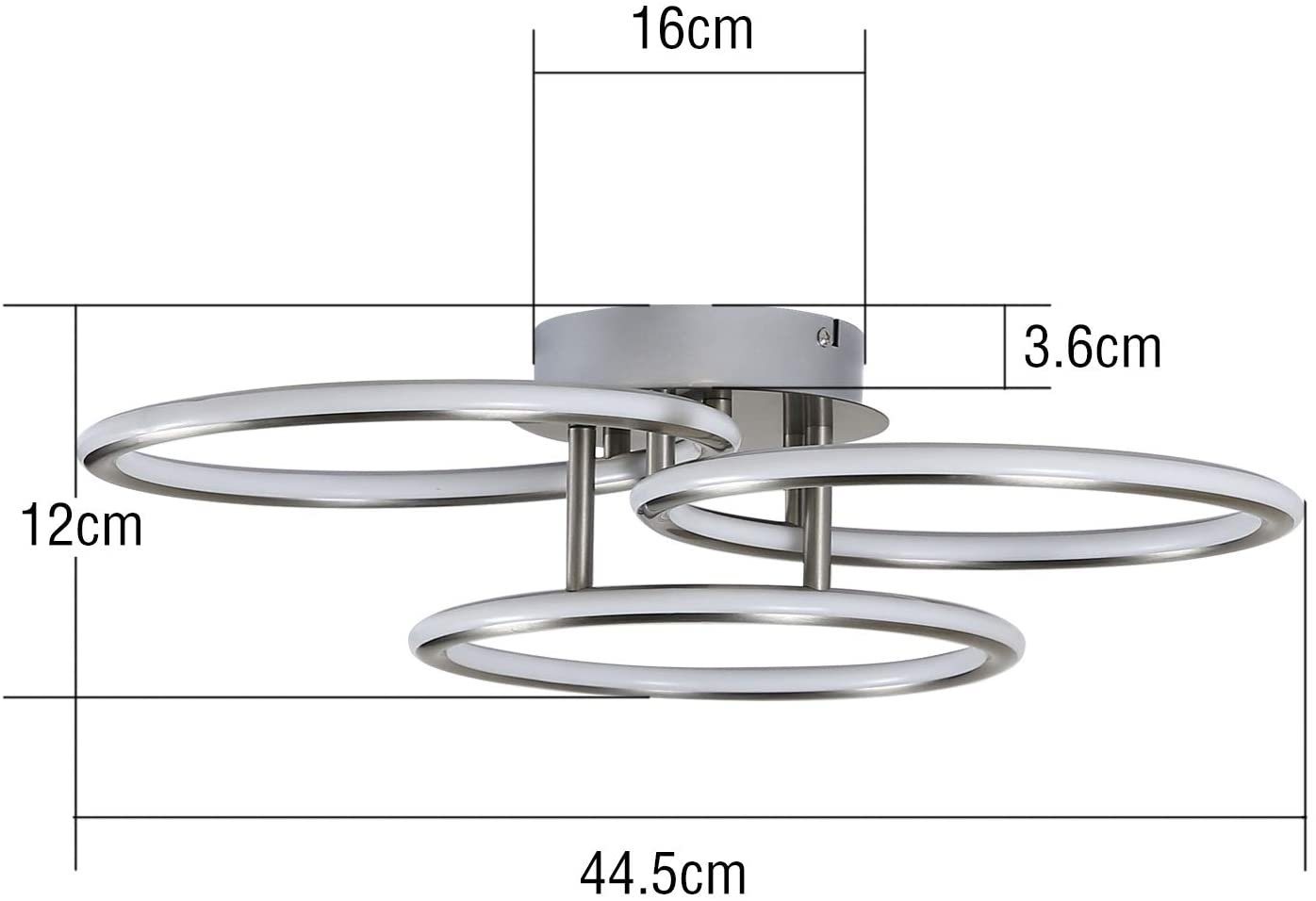 ZMH LED Deckenleuchte Wohnzimmer 3 Ringe Design 41W Deckenlampe 3000K Bürolampe Hotel, warmweiß, LED fest integriert, Warmweiß – Bild 4 von 5