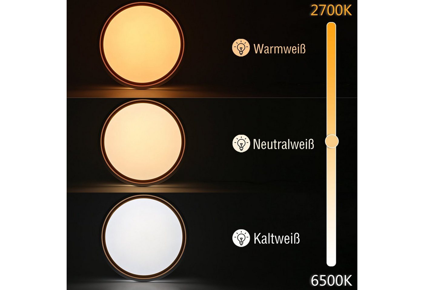 ZMH LED Deckenleuchte Wohnzimmer Ø30CM Dimmbar mit Fernbedienung Modern Deckenlampe Flur, LED fest integriert, 3000-6500K, CCT Flurlampe Modern Quadratisch für  – Bild 2 von 5