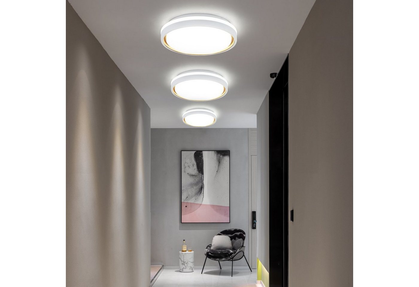 ZMH LED Deckenleuchte Wohnzimmer Ø30CM Dimmbar mit Fernbedienung Modern Deckenlampe Flur, LED fest integriert, 3000-6500K, CCT Flurlampe Modern Quadratisch für  – Bild 5 von 5