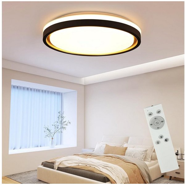 ZMH LED Deckenleuchte Wohnzimmer Ø30CM Dimmbar mit Fernbedienung Modern Deckenlampe Flur, LED fest integriert, 3000-6500K, CCT Flurlampe Modern Quadratisch für 