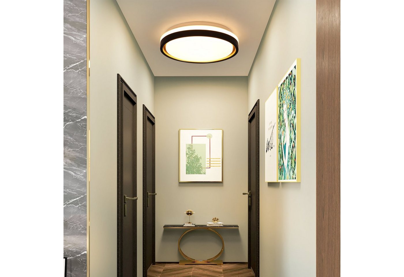 ZMH LED Deckenleuchte Wohnzimmer Ø30CM Dimmbar mit Fernbedienung Modern Deckenlampe Flur, LED fest integriert, 3000-6500K, CCT Flurlampe Modern Quadratisch für  – Bild 5 von 5