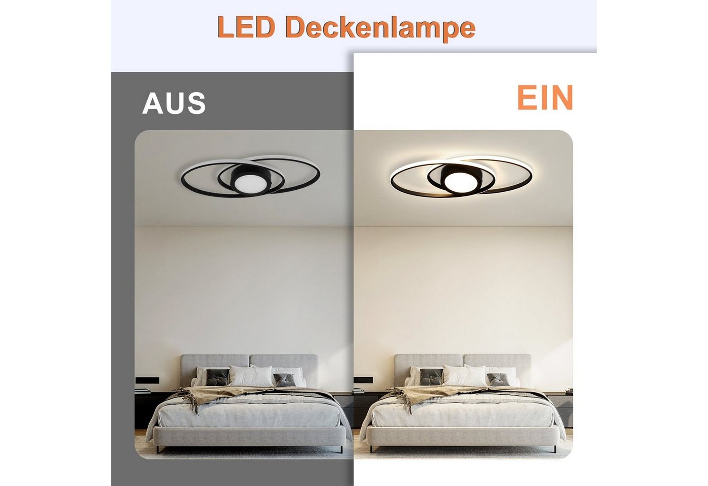 ZMH LED Deckenleuchte Wohnzimmer Deckenlampe Dimmbar mit Fernbedienung Modern 48W Flur, NachtlichtTiming, LED fest integriert, 3000-6500k, Augenschutz – Bild 5 von 5