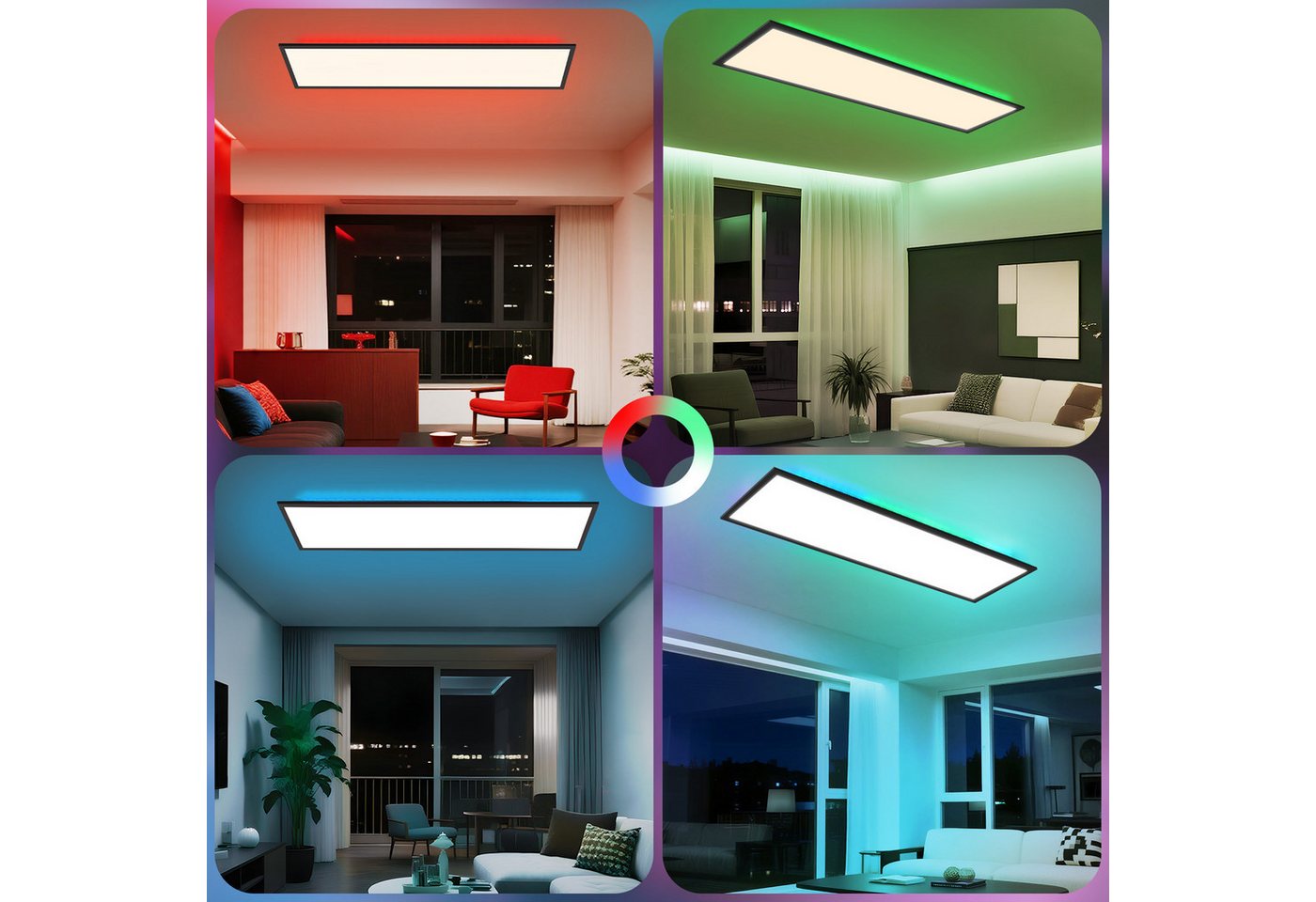 ZMH LED Deckenleuchte Wohnzimmer Deckenpanel Dimmbar Lang RGB Farbwechsel Werkstatt Flur, Backlight, LED fest integriert, RGB – Bild 2 von 5
