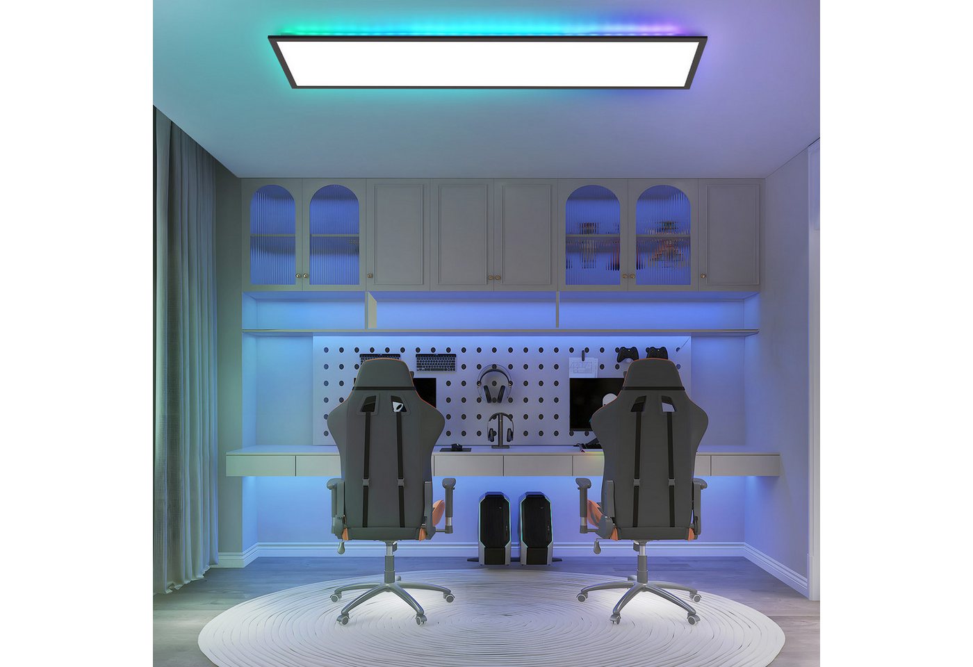 ZMH LED Deckenleuchte Wohnzimmer Deckenpanel Dimmbar Lang RGB Farbwechsel Werkstatt Flur, Backlight, LED fest integriert, RGB – Bild 3 von 5