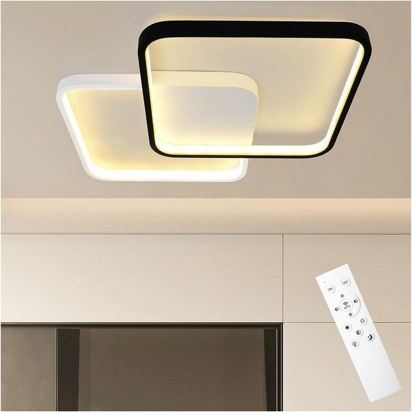 ZMH LED Deckenleuchte Wohnzimmer Dimmbar Modern Deckenlampe mit Fernbedienung für Flur, Augenschutz, Einfache Installtion, LED fest integriert, Tageslichtweiß, 