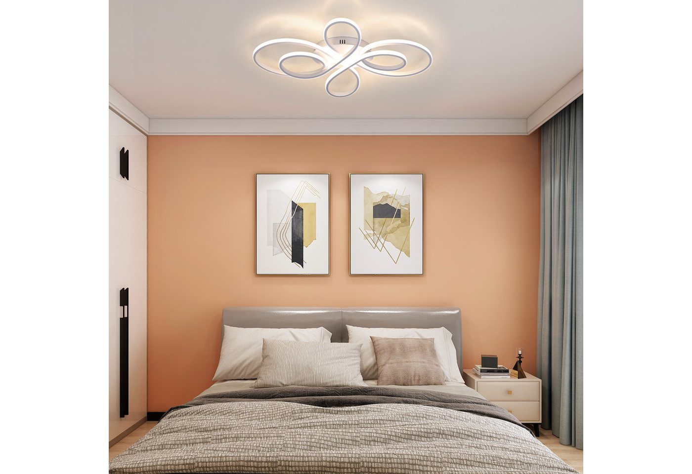 ZMH LED Deckenleuchte Wohnzimmer Modern Schmetterlingsform, nicht dimmbar, LED fest integriert, Warmweiß, kompakte flache Deckenlampe für Flur Küche Schlafzimme – Bild 2 von 5