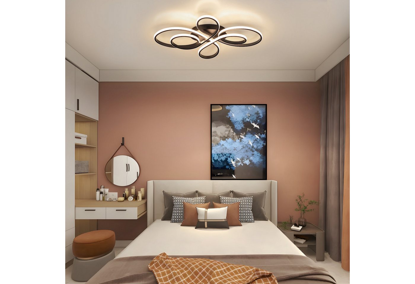ZMH LED Deckenleuchte Wohnzimmer Modern Schmetterlingsform, nicht dimmbar, LED fest integriert, Warmweiß, kompakte flache Deckenlampe für Flur Küche Schlafzimme – Bild 2 von 5